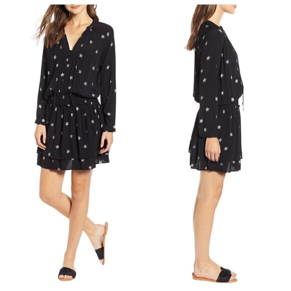 RAILS Jasmine Ruffle Hem Dress In Black Rivet Star, size XS - Picture 3 of 15